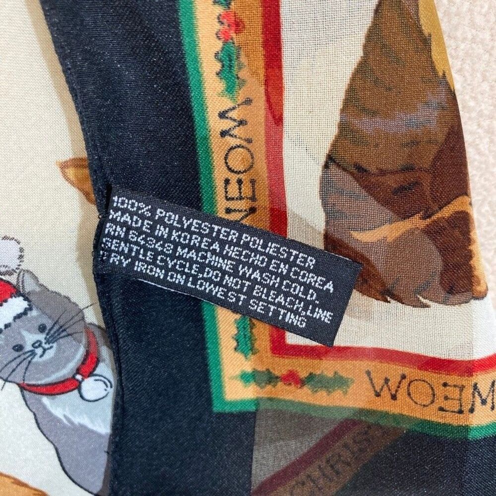 Vintage Christmas Cat Meow Neck Scarf Polyester Santa Hats‎ 57in. X 13in. - Picture 4 of 7